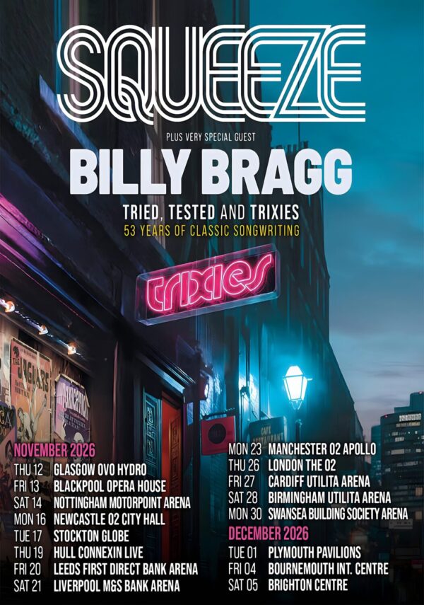 SQUEEZE (band) Trixies 2026 UK Tour Poster