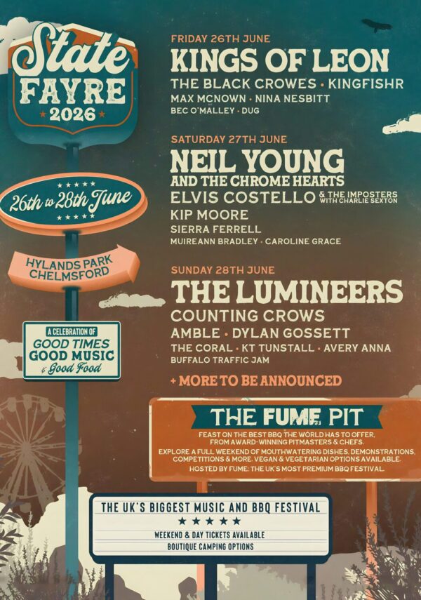 FAYRE Festival 2026 Kings Of Leon - Neil Young - The Lumineers Line-up Tour Poster
