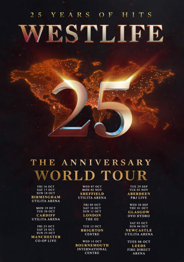 WESTLIFE 25 Years of Hits 2026 UK Arena Tour Poster