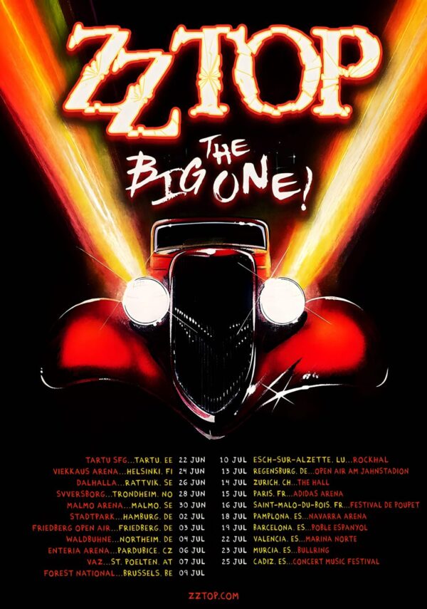 ZZ TOP The Big One 2026 Europe Tour Poster