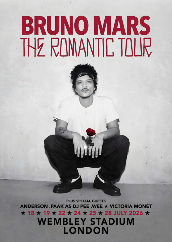 BRUNO MARS The Romantic 2026 Tour LONDON Wembley Stadium Poster Print
