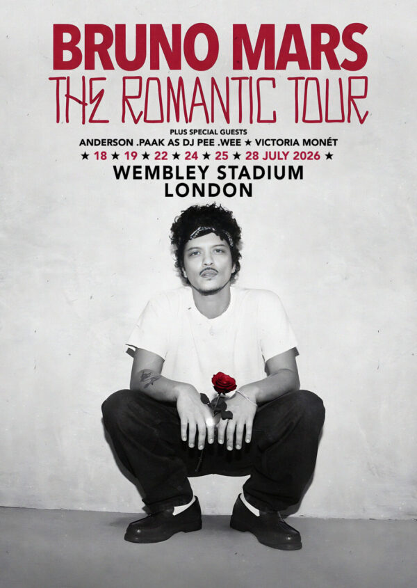 BRUNO MARS The Romantic 2026 Tour LONDON Wembley Stadium Poster Print