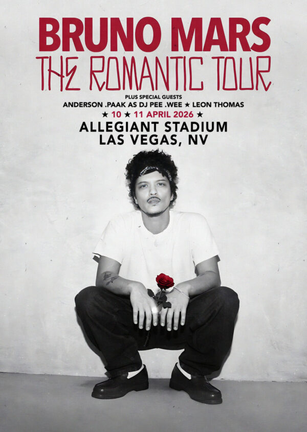 BRUNO MARS The Romantic 2026 Tour LAS VEGAS Allegiant Stadium Poster