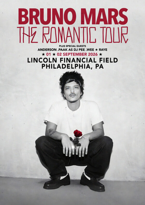 BRUNO MARS The Romantic 2026 Tour PHILADELPHIA Lincoln Financial Field Poster