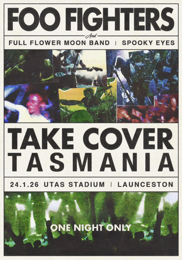 FOO FIGHTERS Take Cover Tasmania 2026 Tour LAUNCESTON Utas Stadium Poster Print
