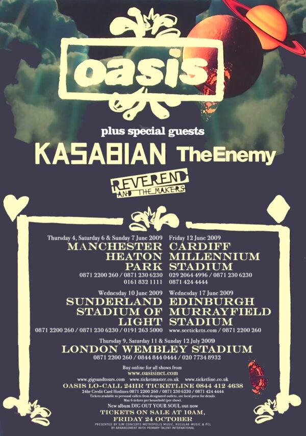 OASIS Dig Out Your Soul 2009 UK Stadium Tour Poster Print