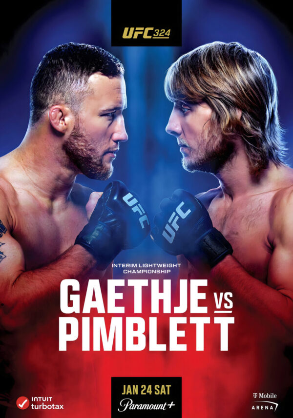 UFC 324 Justin Gaethje vs. Paddy Pimblett 2026 Fight MMA Las Vegas Poster Print