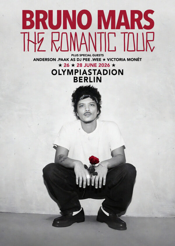 BRUNO MARS The Romantic 2026 Tour BERLIN Olympiastadion Poster