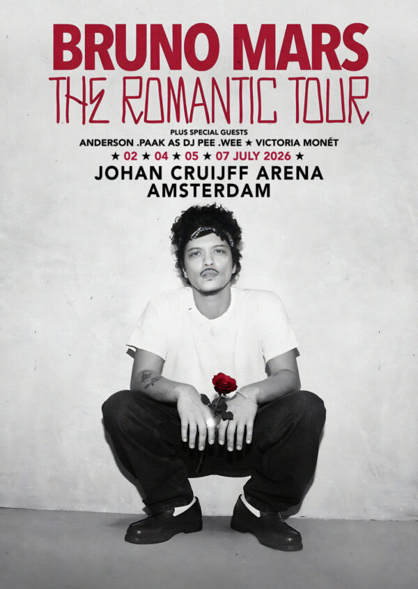 BRUNO MARS The Romantic 2026 Tour AMSTERDAM Johan Cruijff ArenA Poster