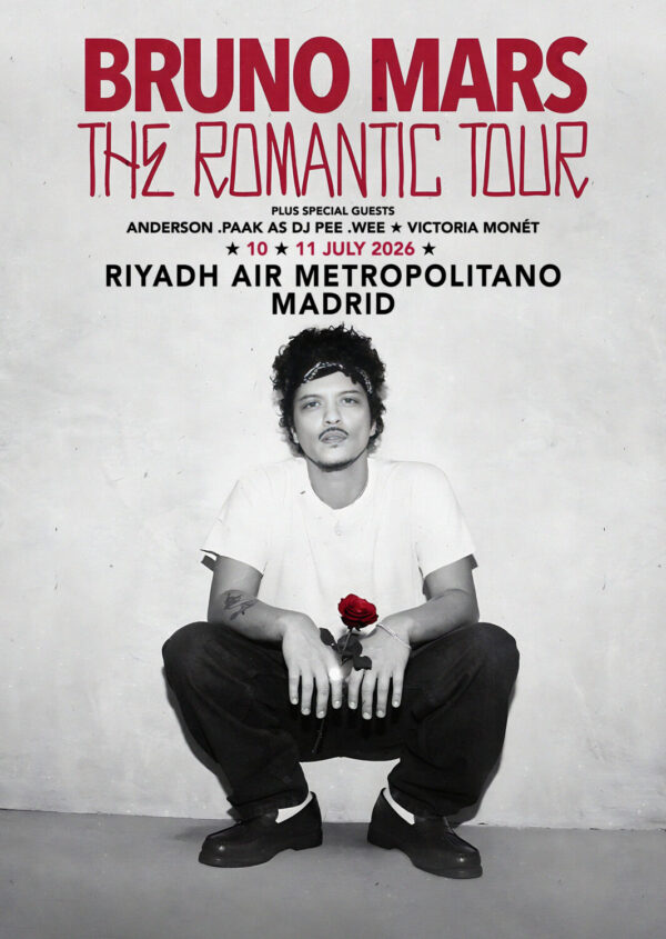 BRUNO MARS The Romantic 2026 Tour MADRID Riyadh Air Metropolitano Poster