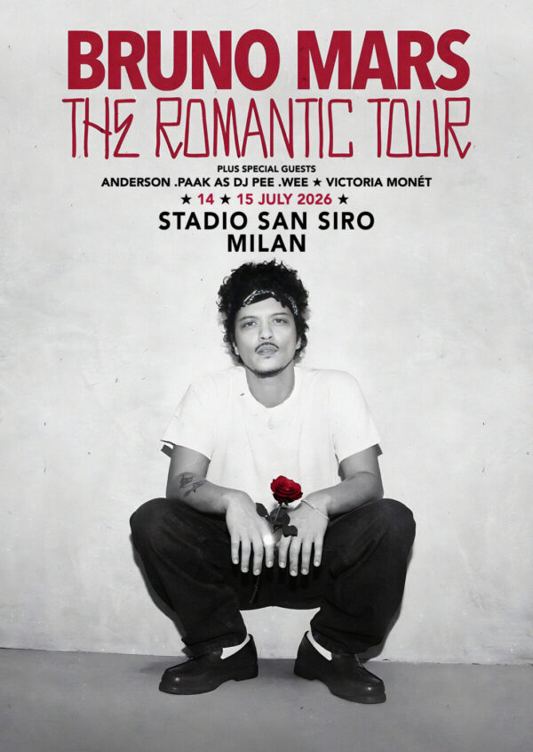BRUNO MARS The Romantic 2026 Tour MILAN Stadio San Siro Poster