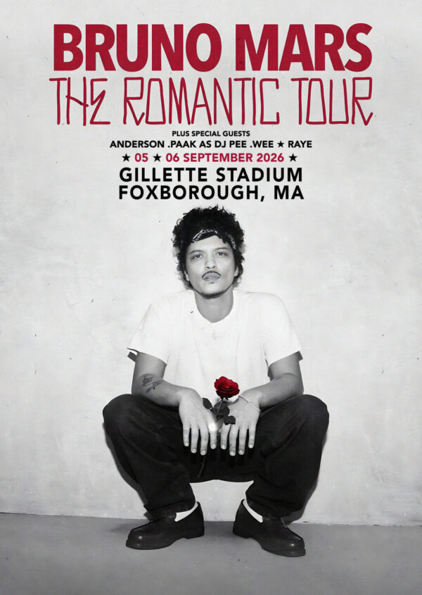 BRUNO MARS The Romantic 2026 Tour FOXBOROUGH Gillette Stadium Poster