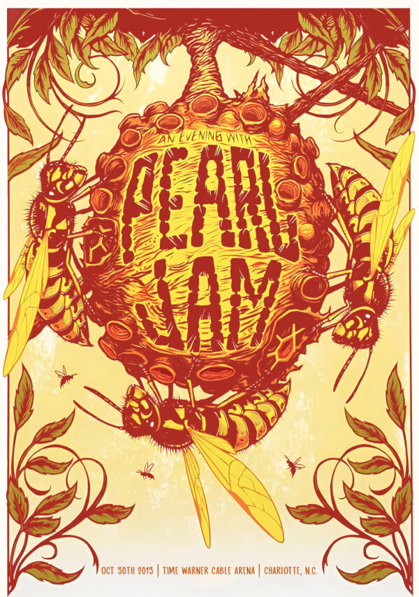 PEARL JAM Lightning Bolt 2013 Tour CHARLOTTE Time Warner Cable Arena Poster Print