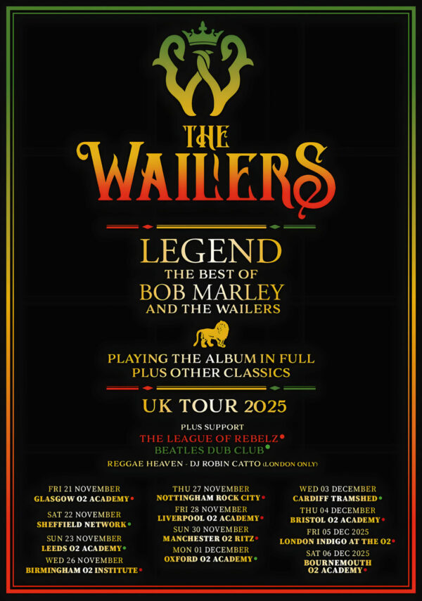THE WAILERS 40th Anniversary of Legend Bob Marley November 2025 UK Tour Poster Print