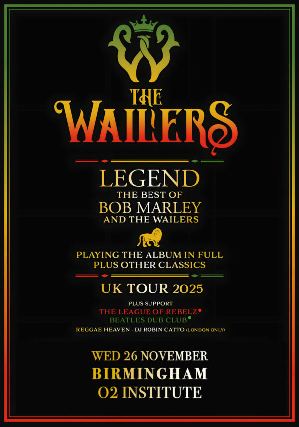 THE WAILERS 40th Anniversary of Legend Bob Marley 2025 UK Tour BIRMINGHAM Poster Print