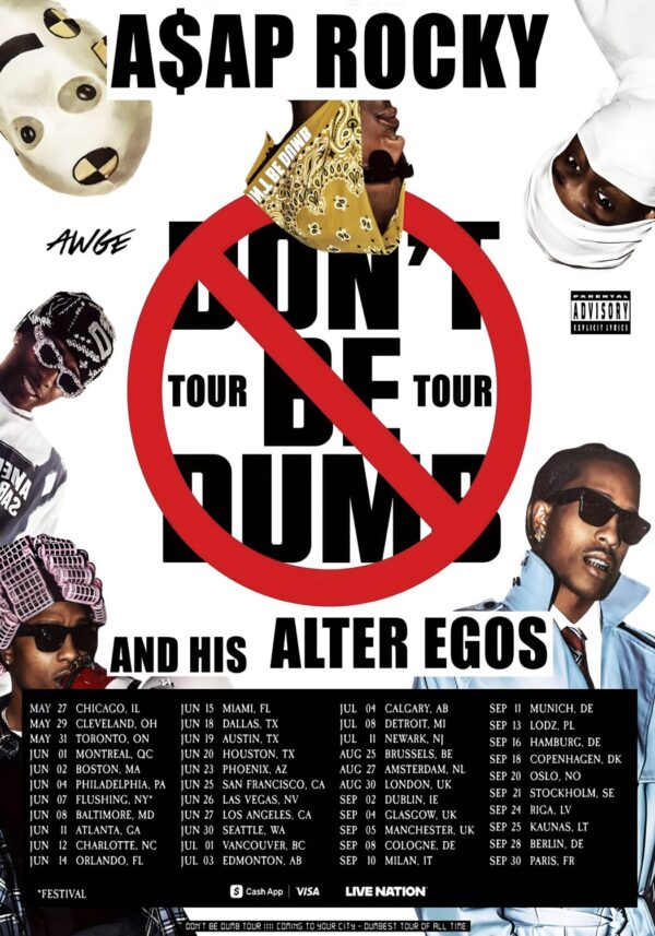 ASAP ROCKY Don't Be Dumb 2026 North America Tour Poster