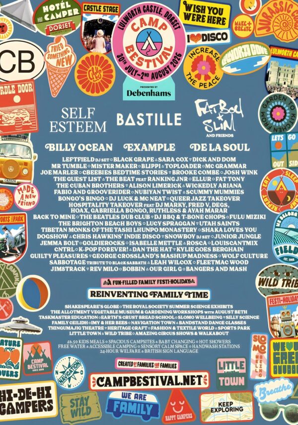 BESTIVAL 2026 Self Esteem - Bastille - Fatboy Slim Line-up Tour Poster
