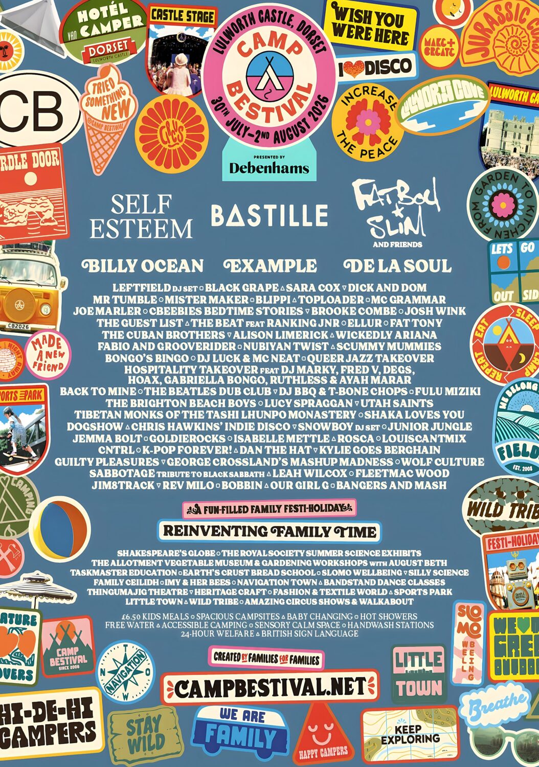 BESTIVAL 2026 Self Esteem - Bastille - Fatboy Slim Line-up Tour Poster