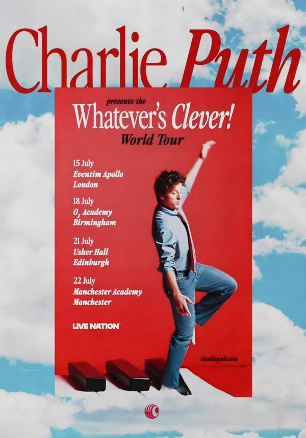 CHARLIE PUTH Whatever's Clever 2026 UK Tour Poster