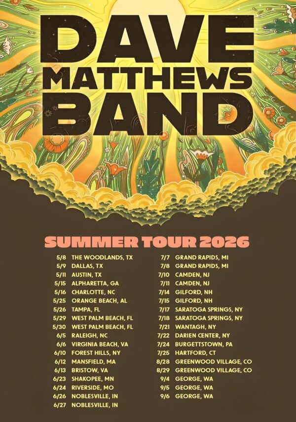 DAVE MATTHEWS BAND Take Me Back 2026 Summer North America Tour Poster