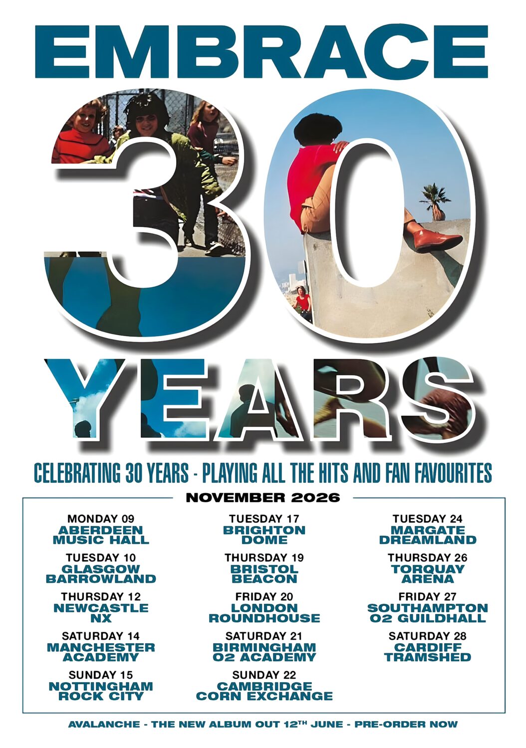 EMBRACE (band) 30 Years 2026 UK Tour Poster