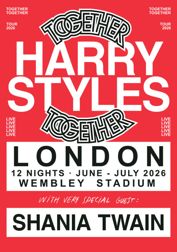 HARRY STYLES Together Together 2026 UK Tour LONDON Wembley Stadium RED Poster Print