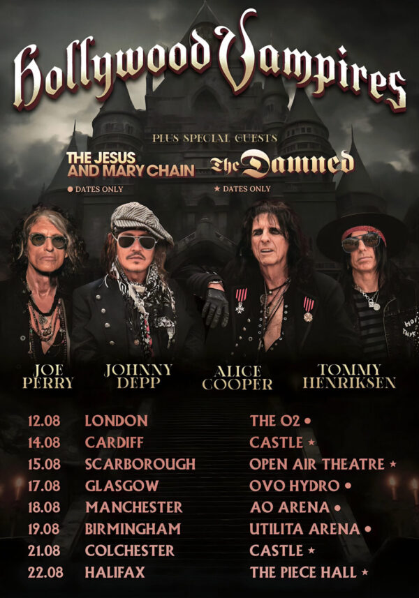 HOLLYWOOD VAMPIRES Live Summer 2026 UK Arena Tour Poster