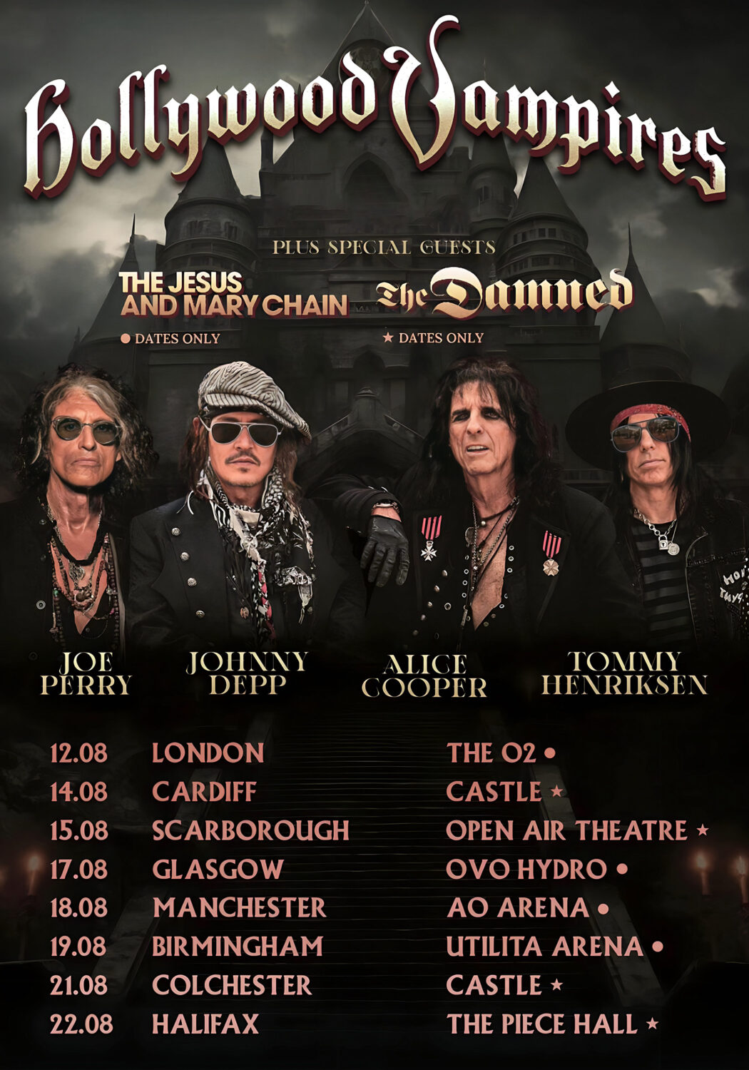 HOLLYWOOD VAMPIRES Live Summer 2026 UK Arena Tour Poster