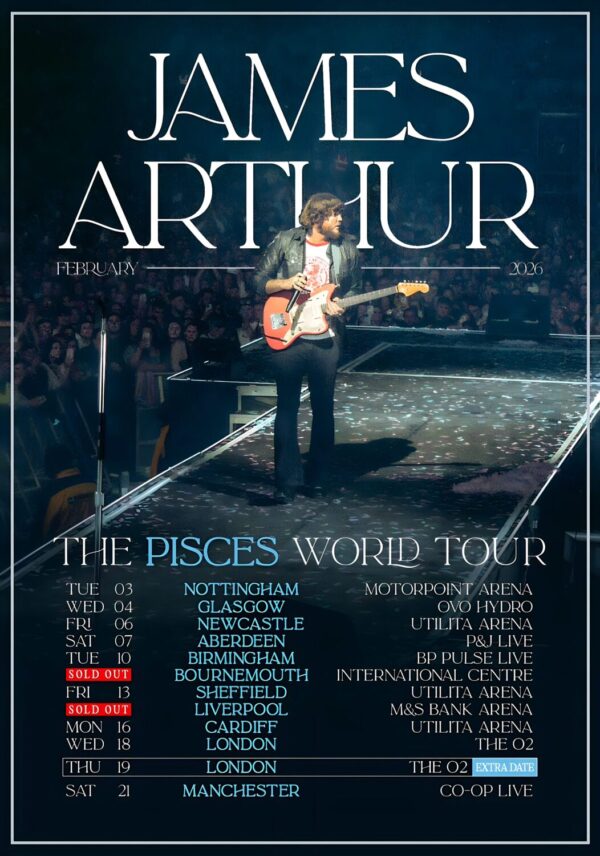 JAMES ARTHUR The Pisces 2026 UK Arena Tour Poster