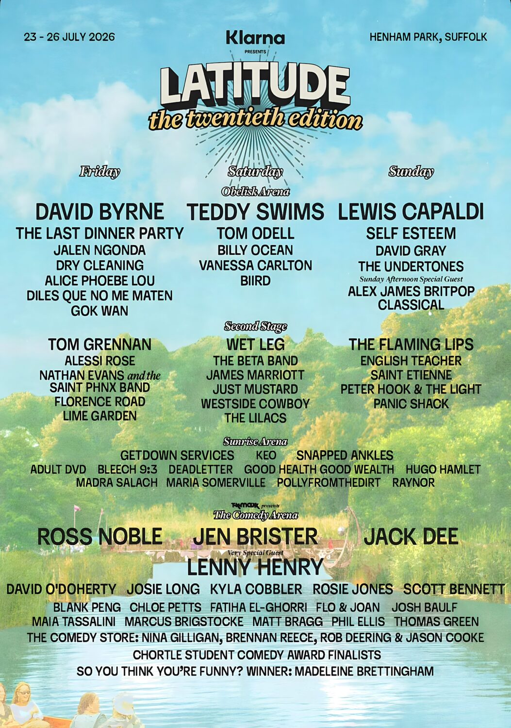 LATITUDE Festival 2026 David Byrne - Teddy Swims - Lewis Capaldi Line-up Tour Poster