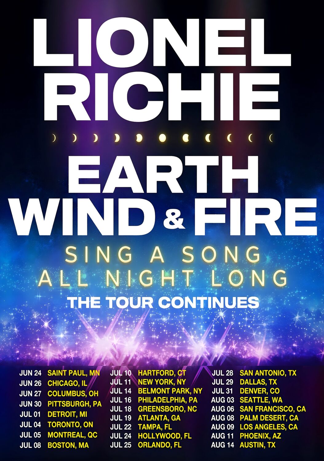 LIONEL RICHIE - EARTH WIND * FIRE Sing A Song All Night Long 2026 Tour Poster