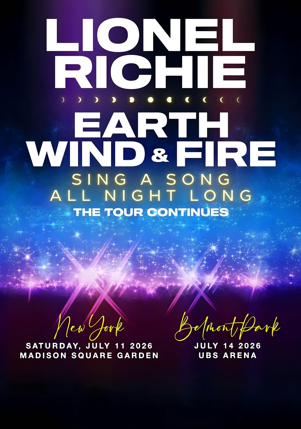 LIONEL RICHIE - EARTH WIND * FIRE Sing A Song All Night Long 2026 NEW YORK Tour Poster