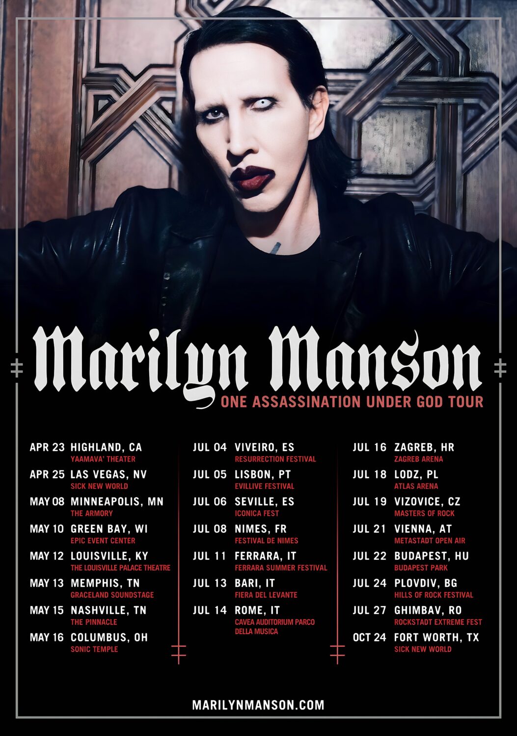 MARILYN MANSON One Assassination 2026 World Tour Poster