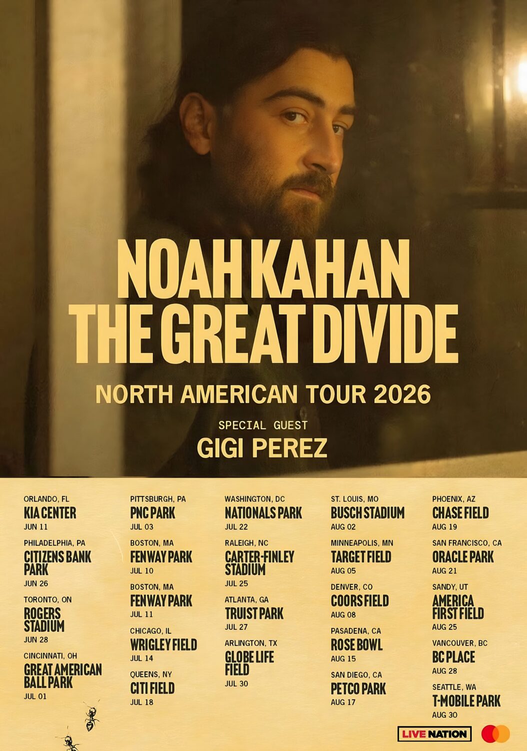 NOAH KAHAN The Great Divide 2026 North American Tour Poster
