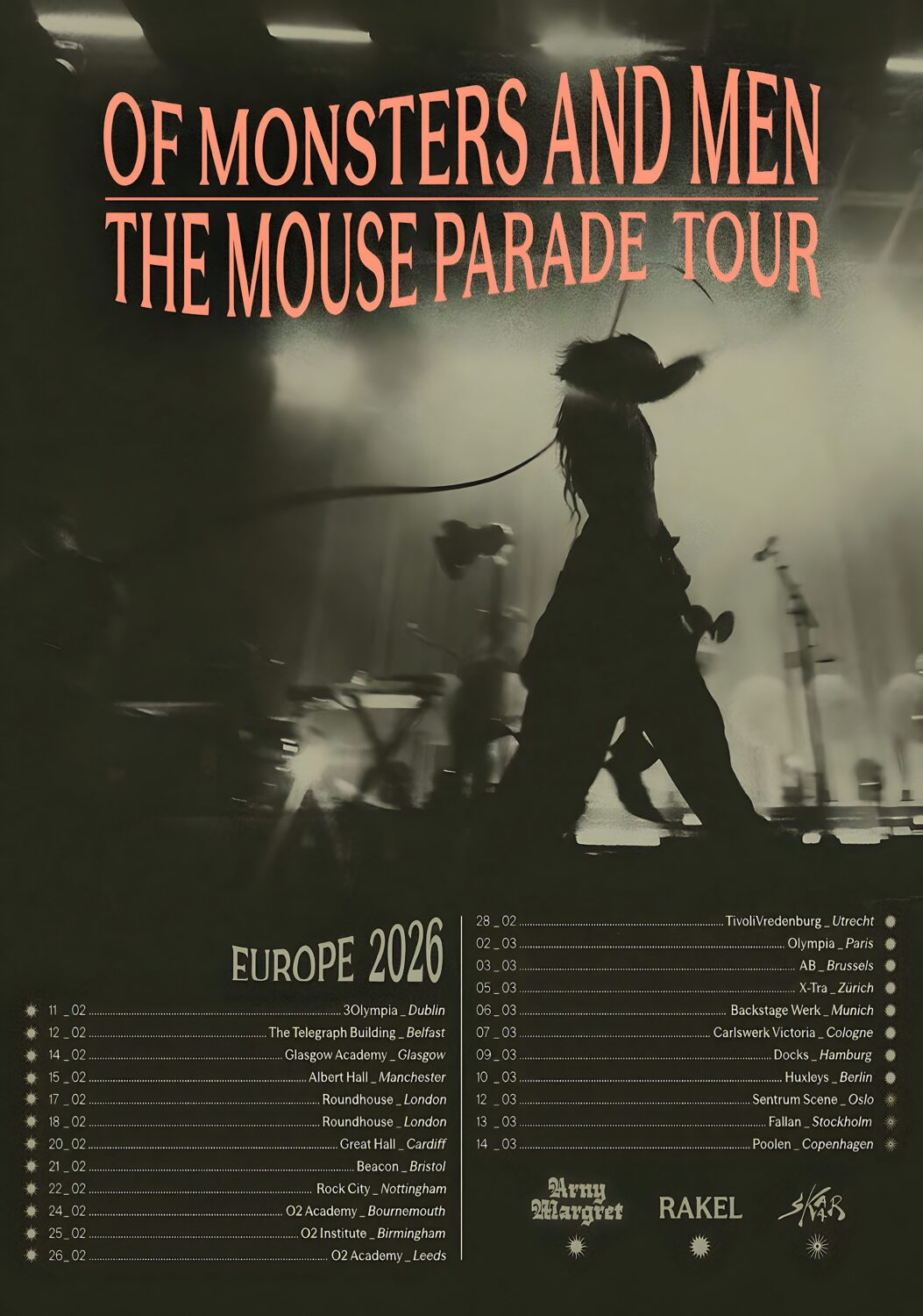 OF MONSTERS AND MEN The Mouse Parade 2026 UK & Europe Tour Poster