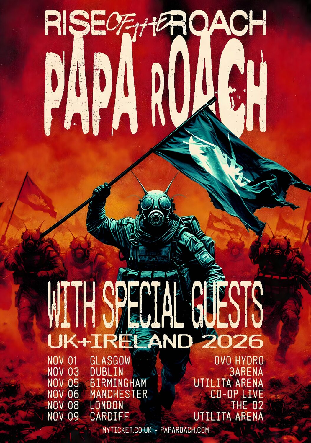 PAPA ROACH Rise Of The Roach 2026 UK & Ireland Arena Tour Poster