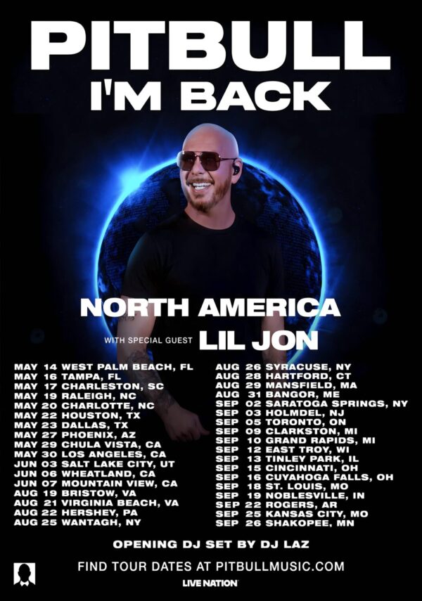 PITBULL I'm Back 2026 North America Tour Poster