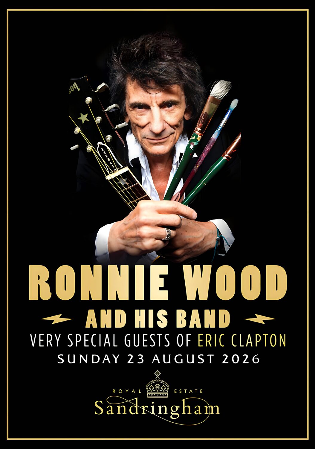 RONNIE WOOD (Rolling Stones) Eric Clapton SANDRINGHAM 2026 Tour Poster