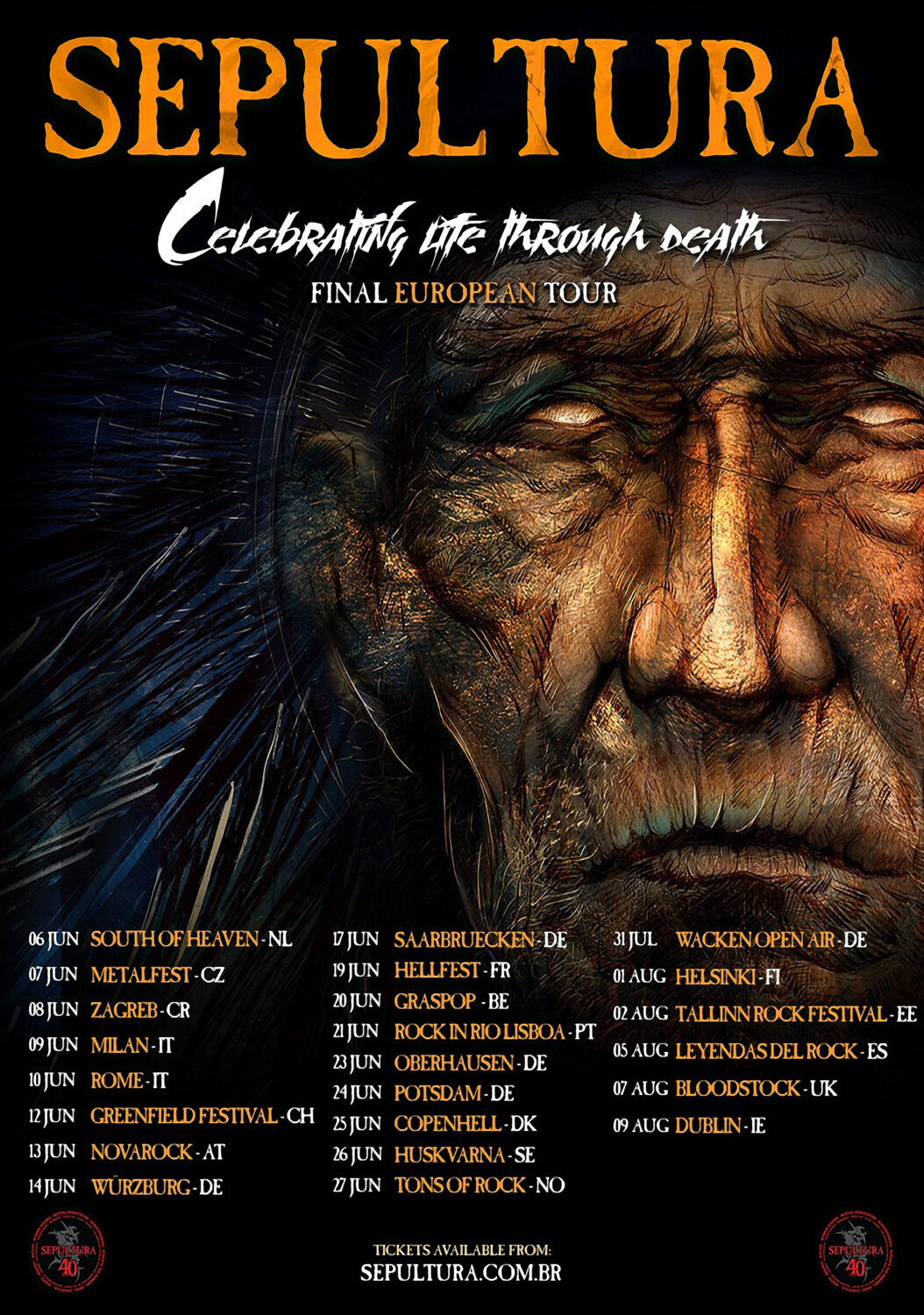 SEPULTURA Celebrating Life Through Death 2026 UK & Europe Tour Poster Print