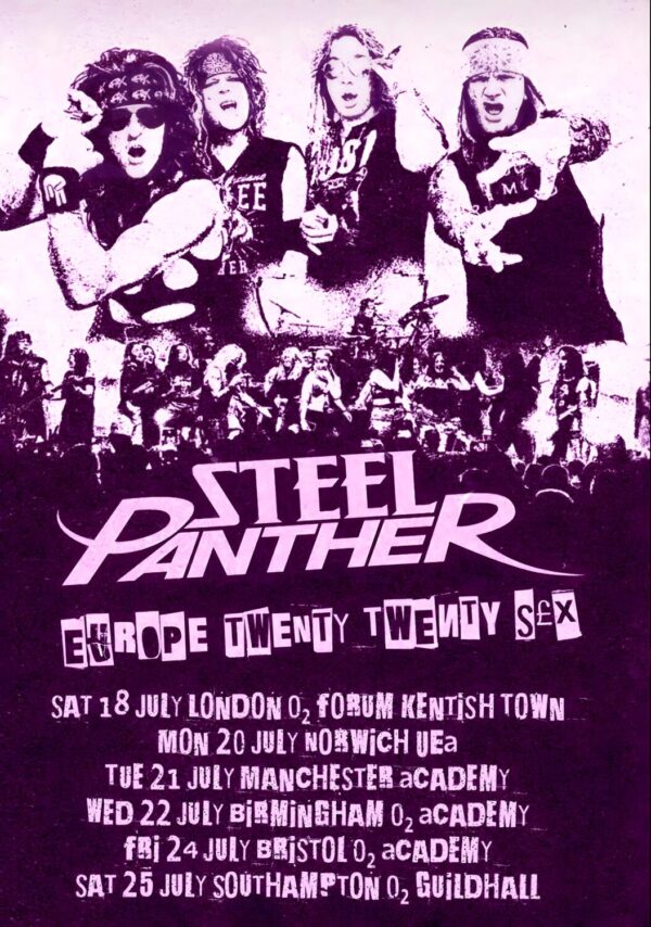 STEEL PANTHER Live Summer 2026 UK Tour Poster