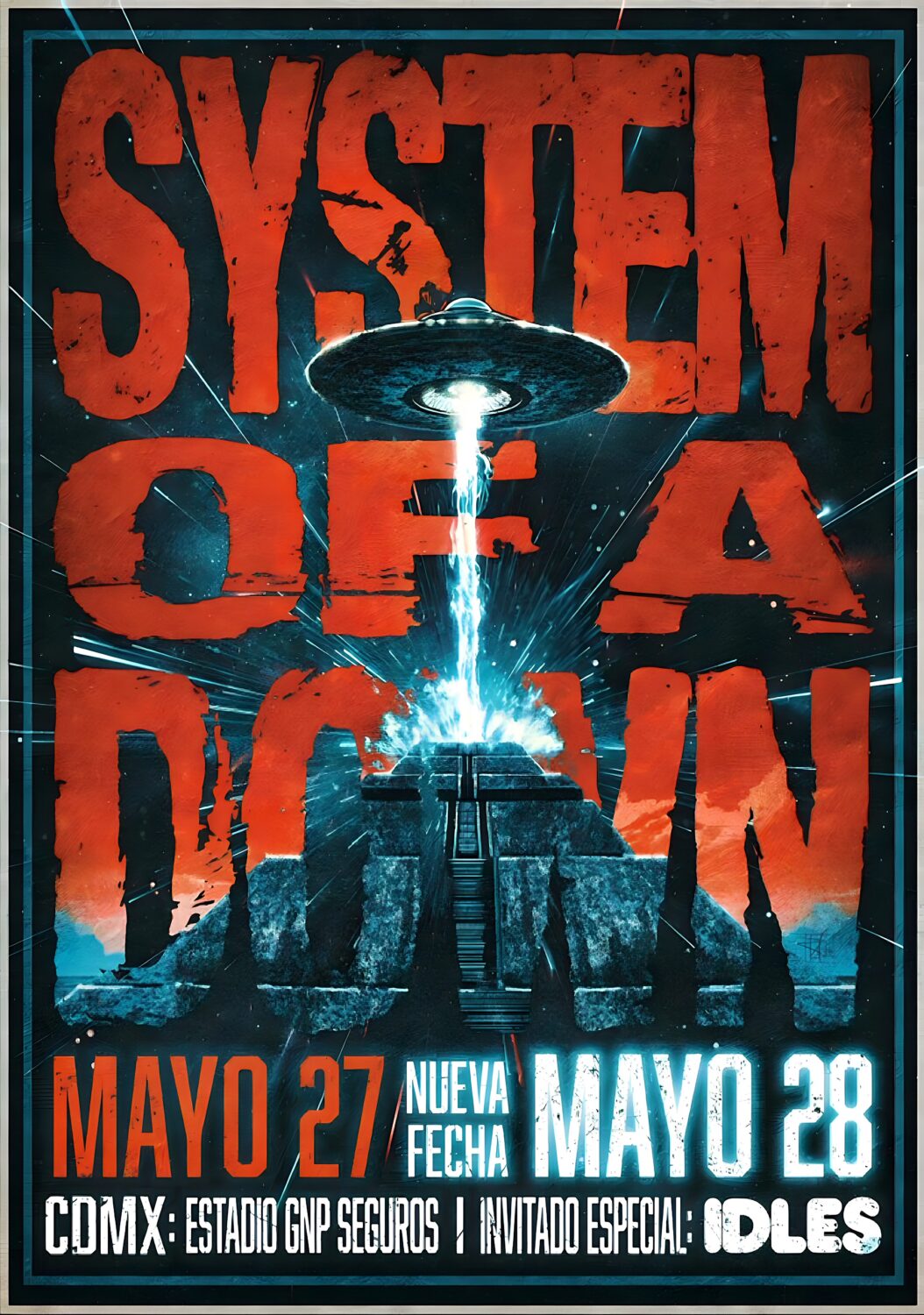 SYSTEM OF A DOWN Live Summer 2026 Tour MEXICO CITY Estadio GDP Seguros Poster