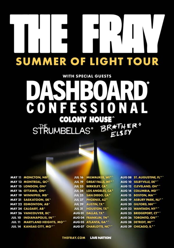 THE FRAY Summer of Light 2026 North America Tour Poster
