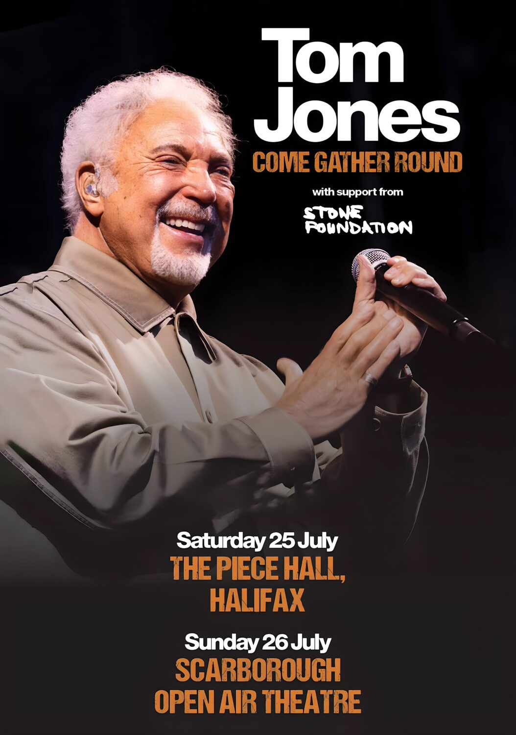 TOM JONES Come Gather Round 2026 UK Tour HALIFAX - SCARBOROUGH Poster