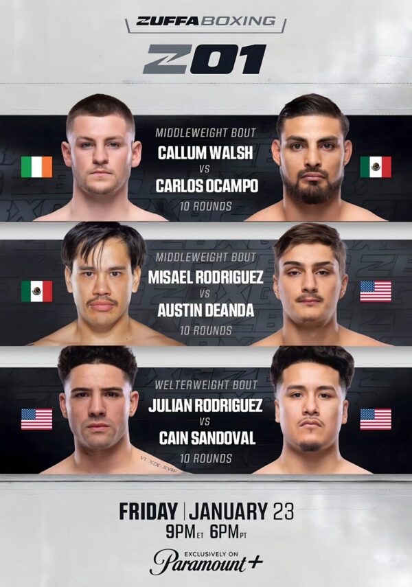 ZUFFA 02 Jos Valenzuela vs. Diego Torres 2026 Zuffa Boxing Fight Poster