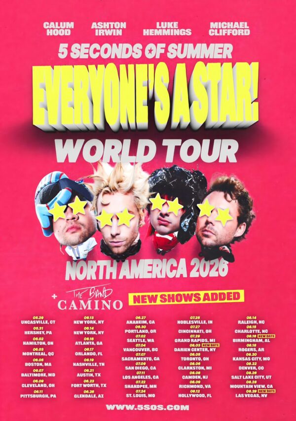5 SECONDS OF SUMMER (5SOS) Everyone's A Star 2026 North American Tour Poster