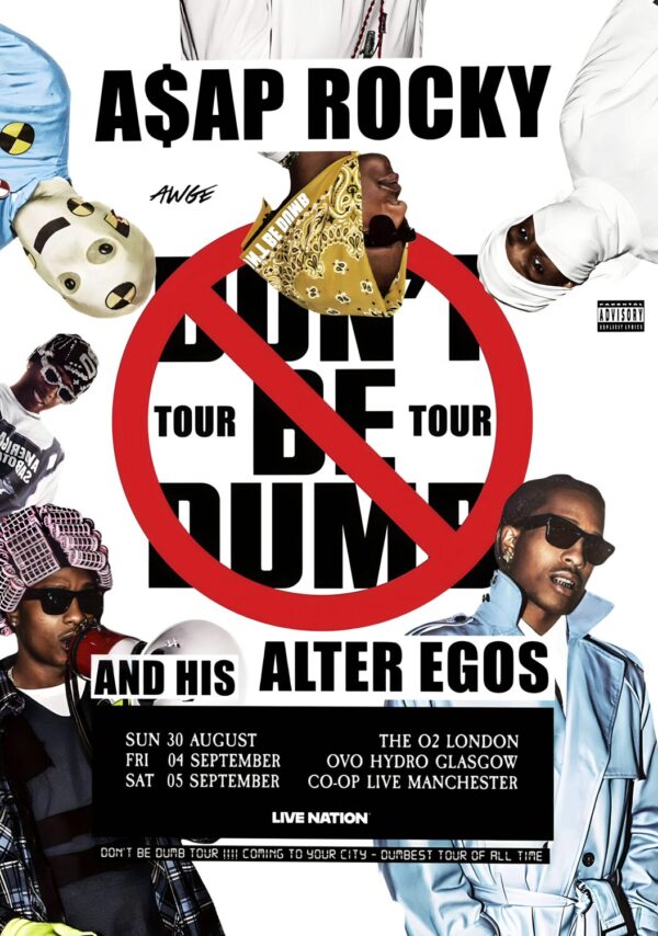 ASAP ROCKY Don't Be Dumb 2026 UK Arena Tour Poster