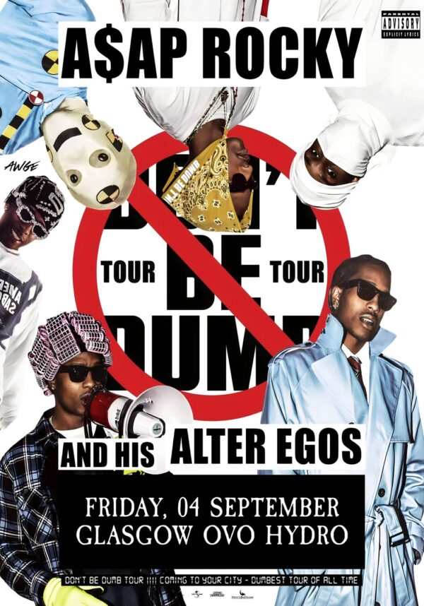 ASAP ROCKY Don't Be Dumb 2026 UK Tour GLASGOW OVO Hydro Poster Print