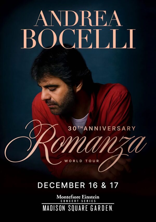 ANDREA BOCELLI Romanza 2026 Tour NEW YORK Madison Square Garden Poster