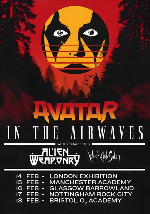 AVATAR (band) In The Airwaves 2026 UK Tour Poster