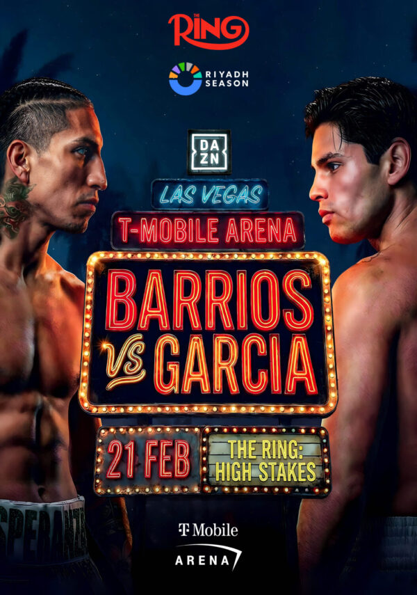 MARIO BARRIOS vs. RYAN GARCIA Las Vegas 2026 Boxing Fight Poster